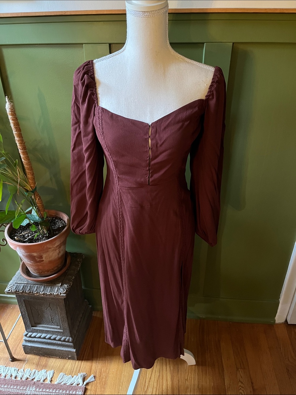 La Boheme Wilfred Long Sleeve Romantic Feminine Cottagecore Peasant Midi Dress